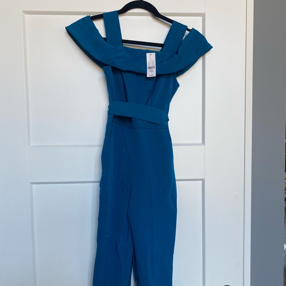 New York and Company Teal Jumpsuit with Belt